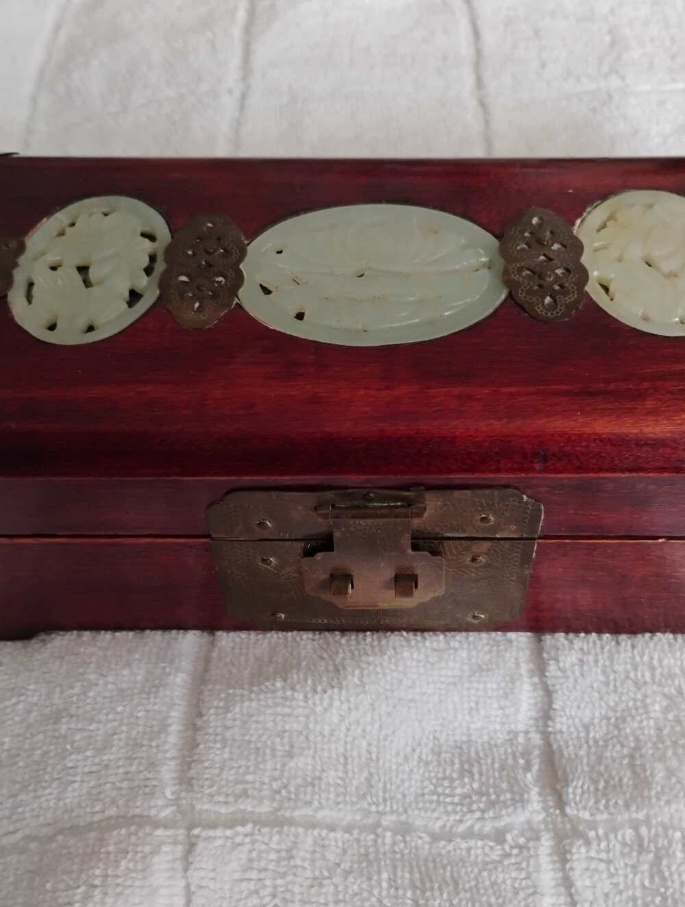 Jade Accent Chinese Jewelry Box Vintage
